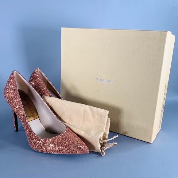 MICHAEL KORS COLLECTION Size 9.5 Copper Glittered Leather Trim Stiletto Pumps - Picture 9 of 10